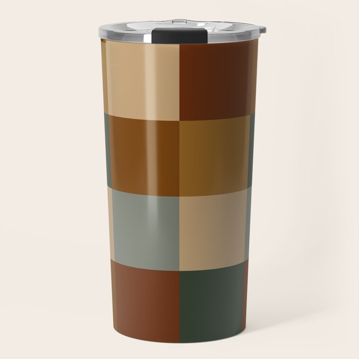 Bold Earthy Checks Pattern - Large VI Travel Mug Gallery Image 1