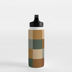 Bold Earthy Checks Pattern - Large VI Water Bottle Gallery Image 3