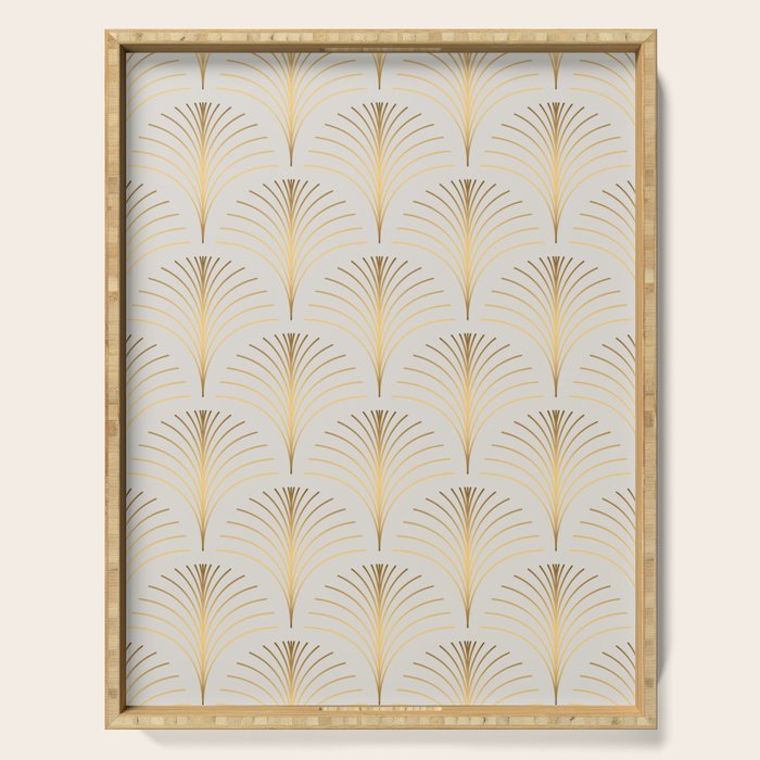 Golden Fan Leaf Art Deco Serving Tray Gallery Image 1