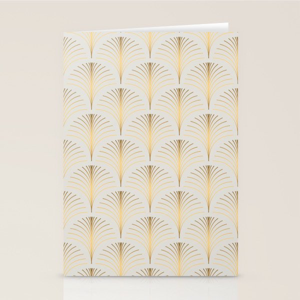 Golden Fan Leaf Art Deco Stationery Card Gallery Image 1
