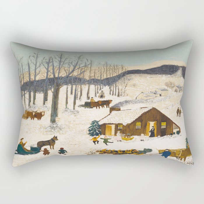 Anna Mary Robertson 'Grandma' Moses Sugaring Off American Folk Art Rectangular Pillow Gallery Image 1