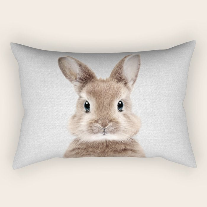 Baby Rabbit - Colorful Rectangular Pillow Gallery Image 1