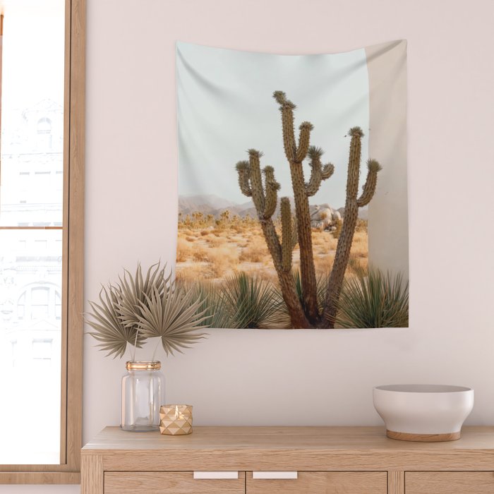 Sunset Cactus - Neutral Desert Wall Art Wall Tapestry Gallery Image 2