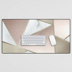 Geometric Art, Rose Gold, Blush Pink, Marble Prints Desk Mat Gallery Image 1