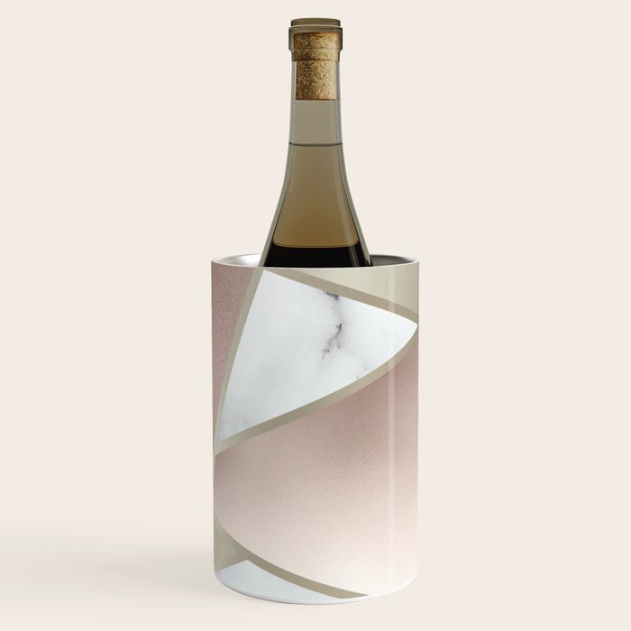 Geometric Art, Rose Gold, Blush Pink, Marble Prints Wine Chiller Gallery Image 1