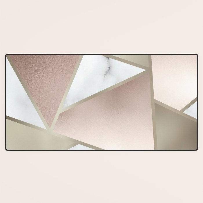 Geometric Art, Rose Gold, Blush Pink, Marble Prints Desk Mat Gallery Image 3