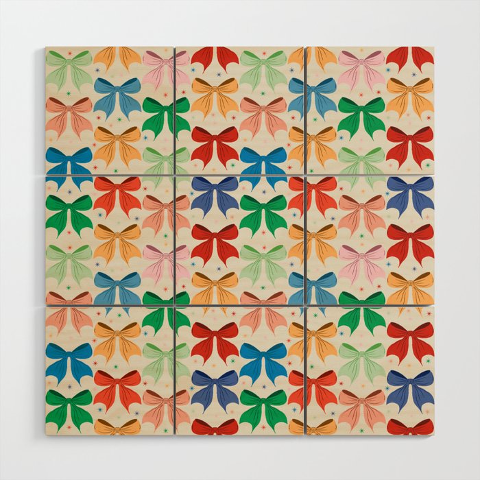 Charming Bow Pattern: A Colorful and Whimsical Design Wood Wall Art Gallery Image 1