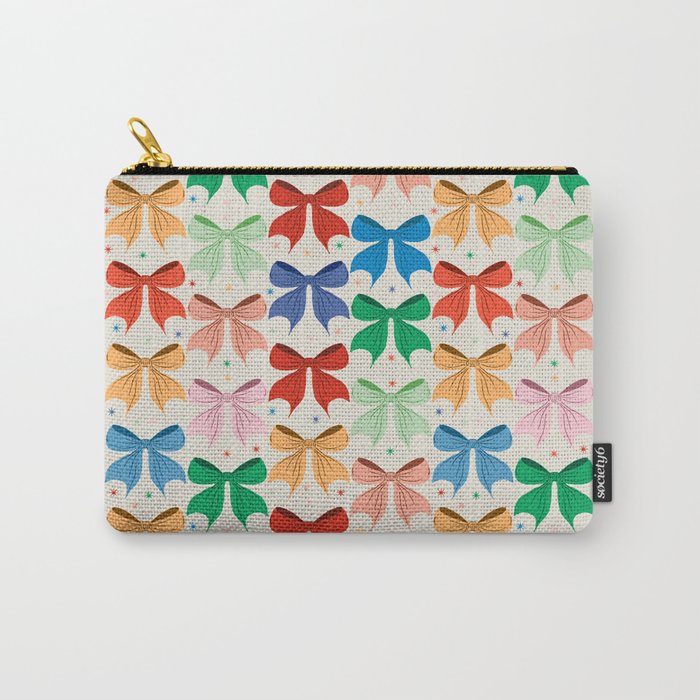 Charming Bow Pattern: A Colorful and Whimsical Design Carry All Pouch Gallery Image 1