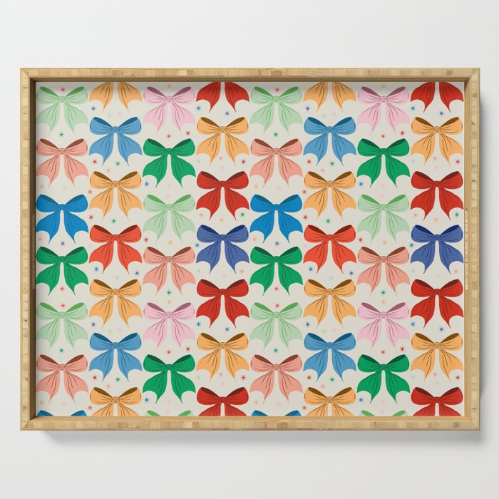 Charming Bow Pattern: A Colorful and Whimsical Design Serving Tray Gallery Image 1
