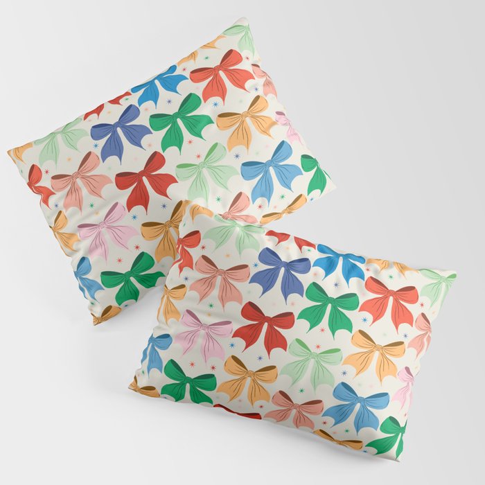 Charming Bow Pattern: A Colorful and Whimsical Design Pillow Sham Gallery Image 1