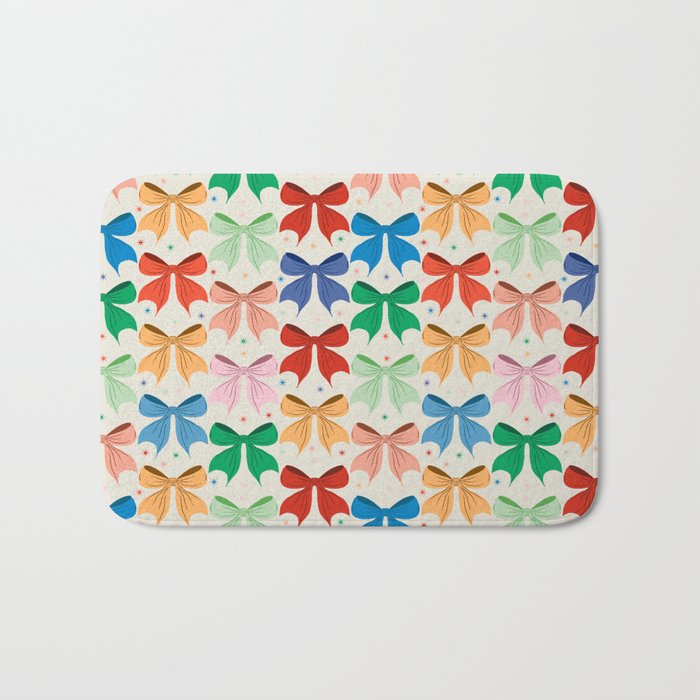 Charming Bow Pattern: A Colorful and Whimsical Design Bath Mat Gallery Image 1