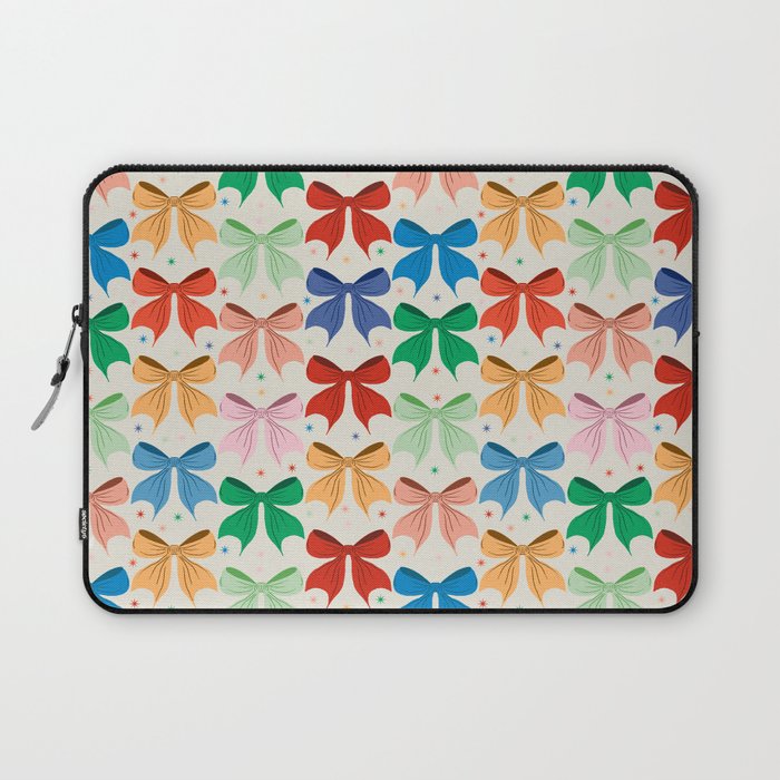 Charming Bow Pattern: A Colorful and Whimsical Design Laptop Sleeve Gallery Image 1