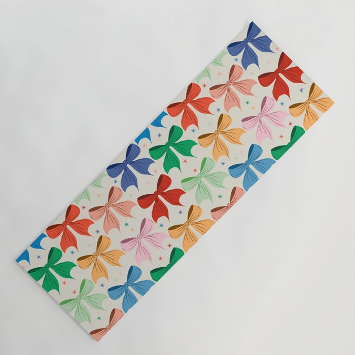 Charming Bow Pattern: A Colorful and Whimsical Design Yoga Mat Gallery Image 1