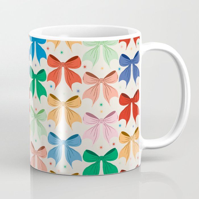 Charming Bow Pattern: A Colorful and Whimsical Design Coffee Mug Gallery Image 1