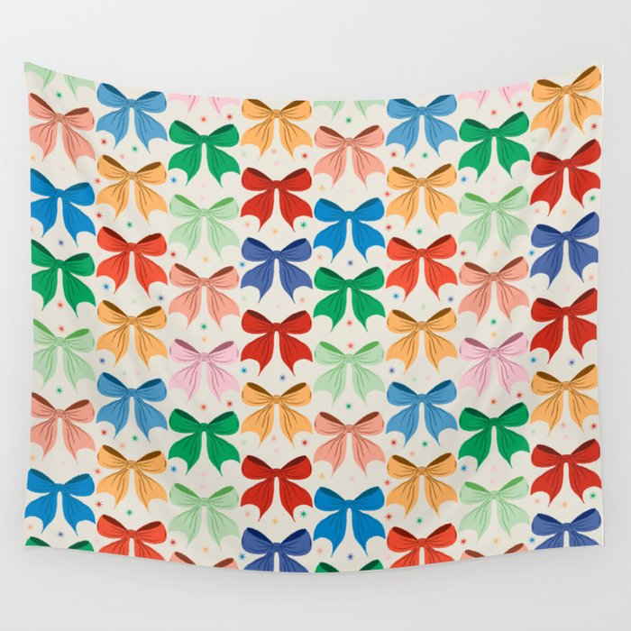 Charming Bow Pattern: A Colorful and Whimsical Design Wall Tapestry Gallery Image 4