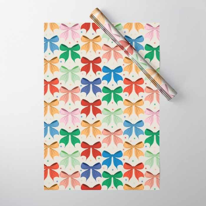 Charming Bow Pattern: A Colorful and Whimsical Design Wrapping Paper Gallery Image 1