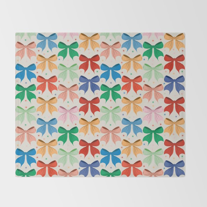 Charming Bow Pattern: A Colorful and Whimsical Design Throw Blanket Gallery Image 2