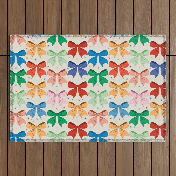 Charming Bow Pattern: A Colorful and Whimsical Design Outdoor Rug Gallery Image 1