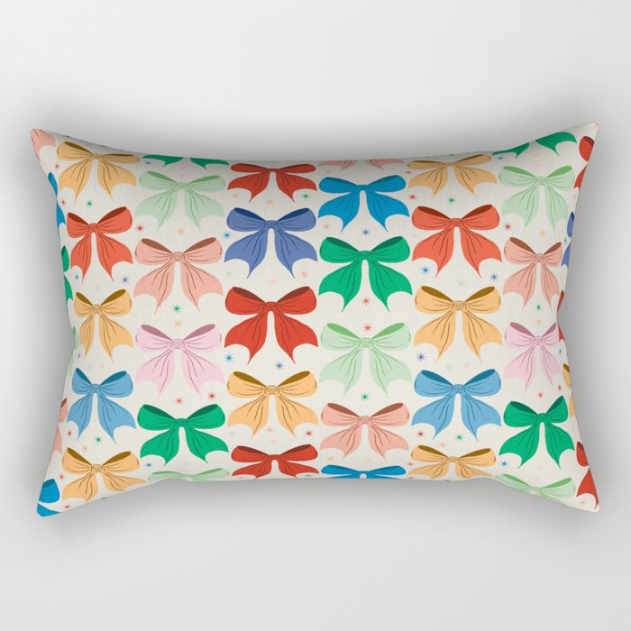 Charming Bow Pattern: A Colorful and Whimsical Design Rectangular Pillow Gallery Image 2