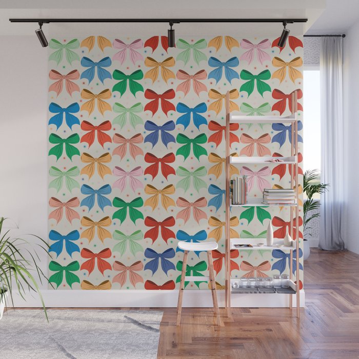 Charming Bow Pattern: A Colorful and Whimsical Design Wall Mural Gallery Image 1
