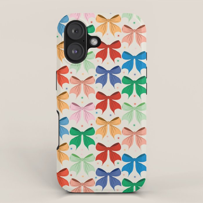 Charming Bow Pattern: A Colorful and Whimsical Design iPhone Case Gallery Image 1