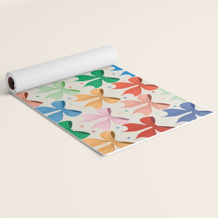 Charming Bow Pattern: A Colorful and Whimsical Design Yoga Mat Gallery Image 2