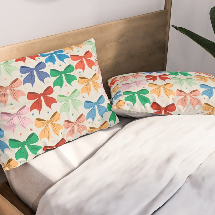 Charming Bow Pattern: A Colorful and Whimsical Design Pillow Sham Gallery Image 2
