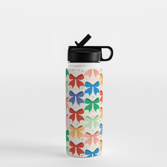 Charming Bow Pattern: A Colorful and Whimsical Design Water Bottle Gallery Image 1