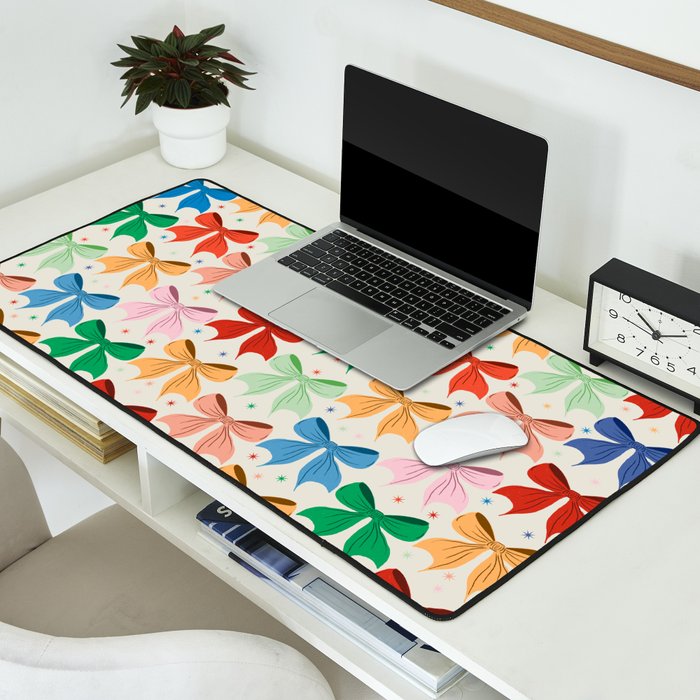 Charming Bow Pattern: A Colorful and Whimsical Design Desk Mat Gallery Image 2