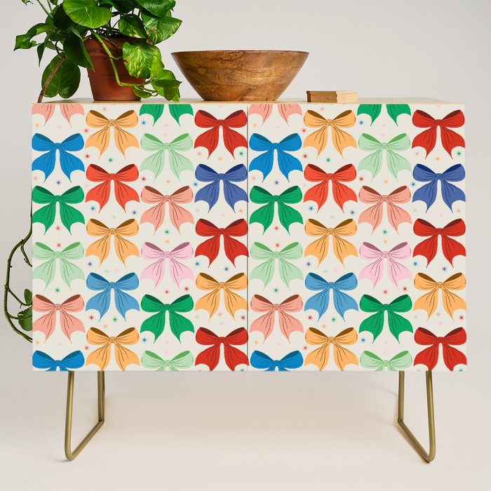 Charming Bow Pattern: A Colorful and Whimsical Design Credenza Gallery Image 1