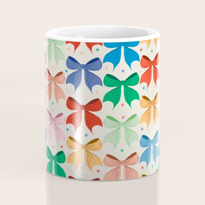 Charming Bow Pattern: A Colorful and Whimsical Design Coffee Mug Gallery Image 4
