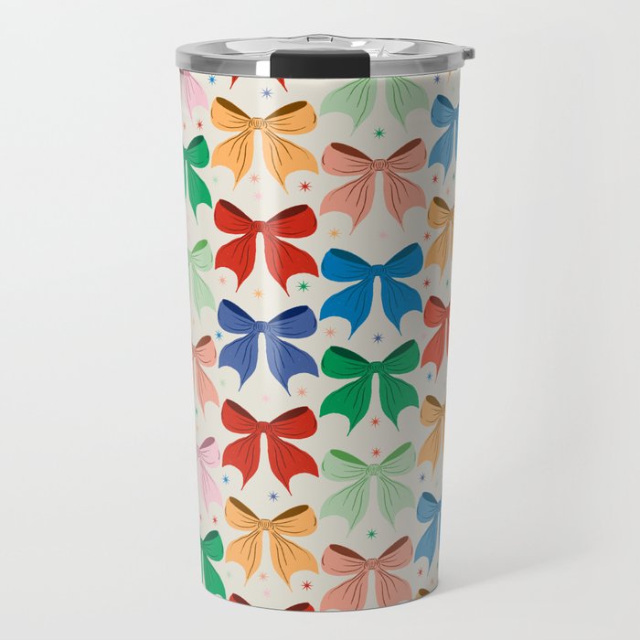 Charming Bow Pattern: A Colorful and Whimsical Design Travel Mug Gallery Image 1