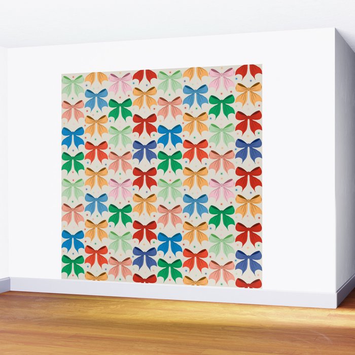 Charming Bow Pattern: A Colorful and Whimsical Design Wall Mural Gallery Image 2