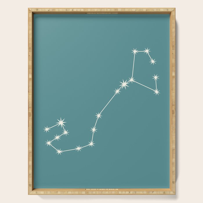 Scorpio Zodiac Star Constellation Line Art Teal Serving Tray Gallery Image 1