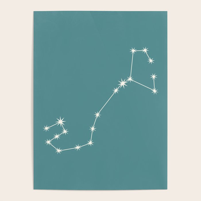Scorpio Zodiac Star Constellation Line Art Teal Poster Gallery Image 4