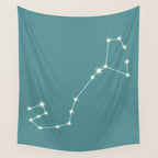Scorpio Zodiac Star Constellation Line Art Teal Wall Tapestry Gallery Image 4