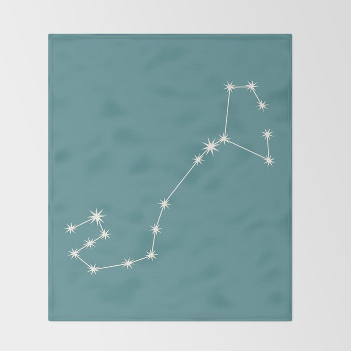 Scorpio Zodiac Star Constellation Line Art Teal Throw Blanket Gallery Image 2