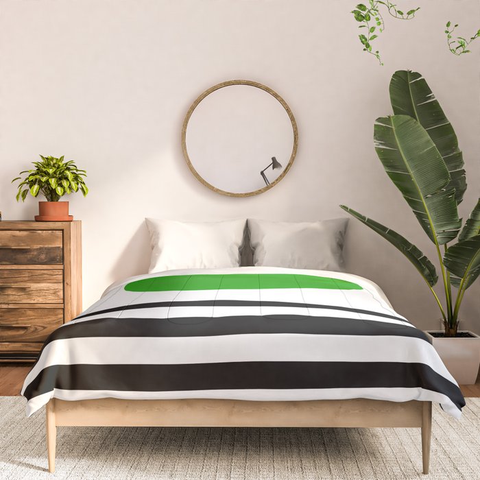 Mid-century Modern Lime Green Minimalist Sunset Over Striped Waves Comforter Gallery Image 3