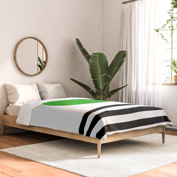 Mid-century Modern Lime Green Minimalist Sunset Over Striped Waves Comforter Gallery Image 2