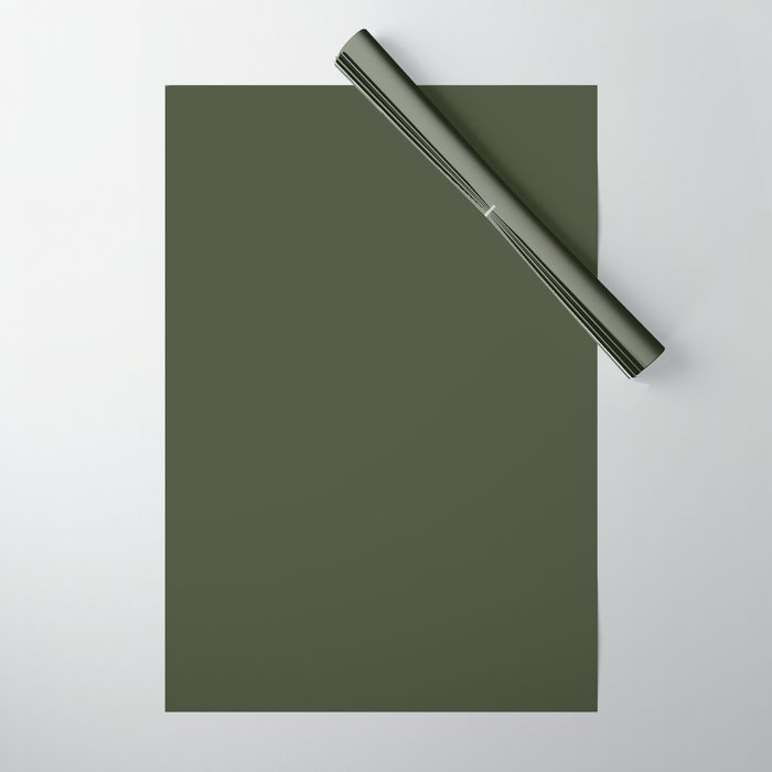 Dark Natural Green Solid Color Wrapping Paper Gallery Image 1