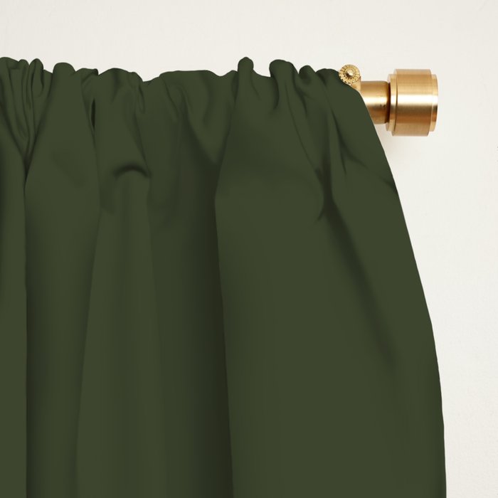 Dark Natural Green Solid Color Window Curtain Gallery Image 2