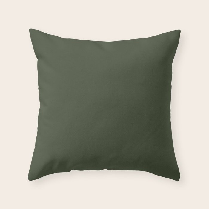 Dark Natural Green Solid Color Throw Pillow Gallery Image 6