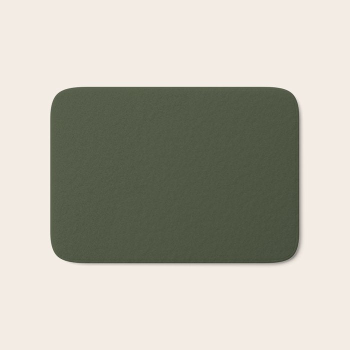 Dark Natural Green Solid Color Bath Mat Gallery Image 1