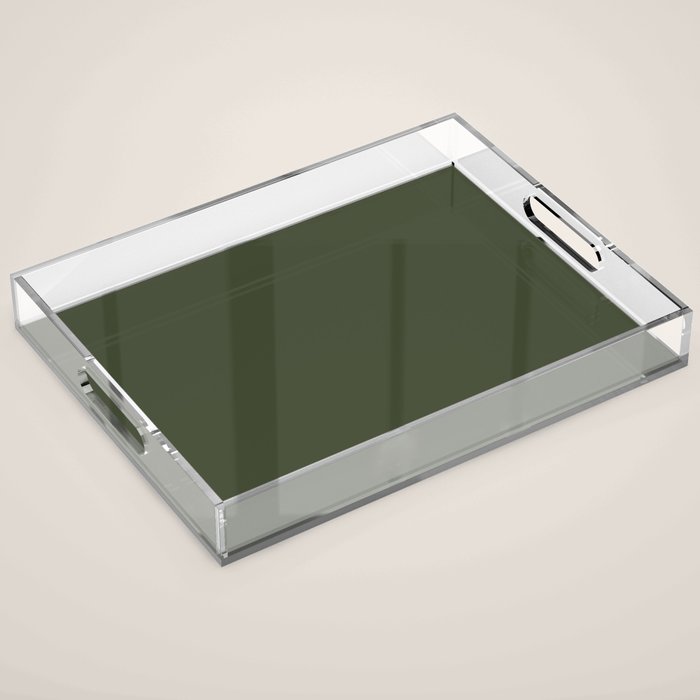 Dark Natural Green Solid Color Acrylic Tray Gallery Image 1