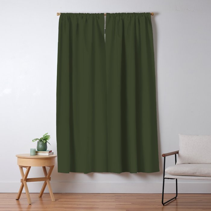 Dark Natural Green Solid Color Window Curtain Gallery Image 1