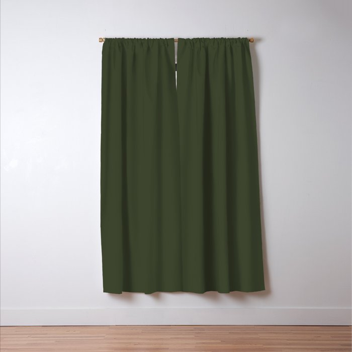 Dark Natural Green Solid Color Window Curtain Gallery Image 3