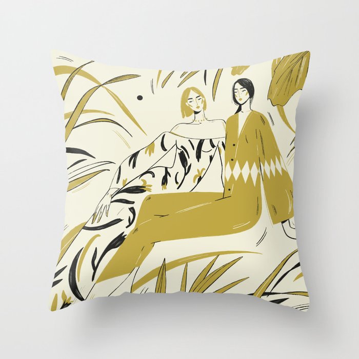 two girl  Throw Pillow Gallery Image 1