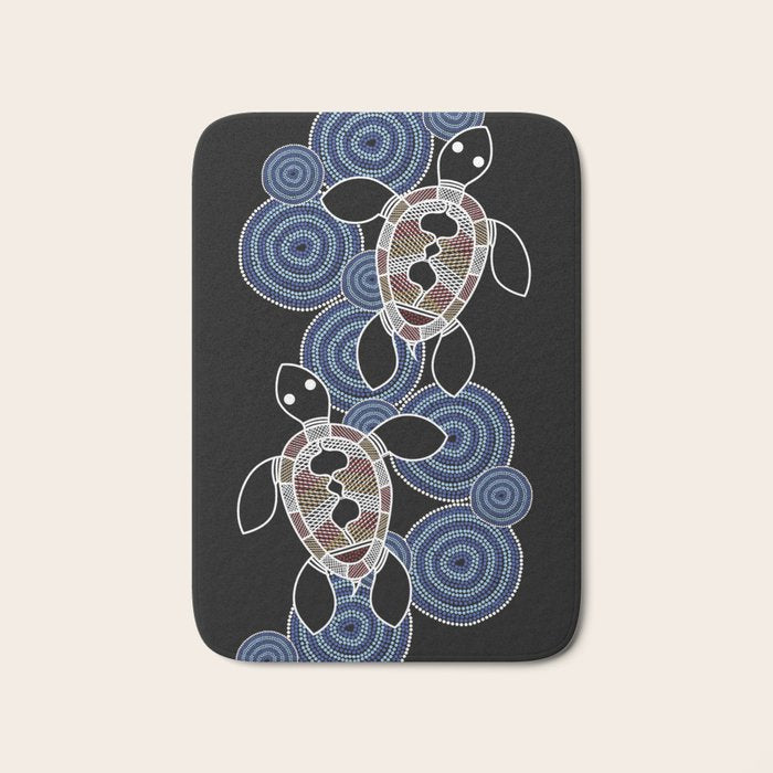 Authentic Aboriginal Art - Sea Turtles 2 Bath Mat Gallery Image 1