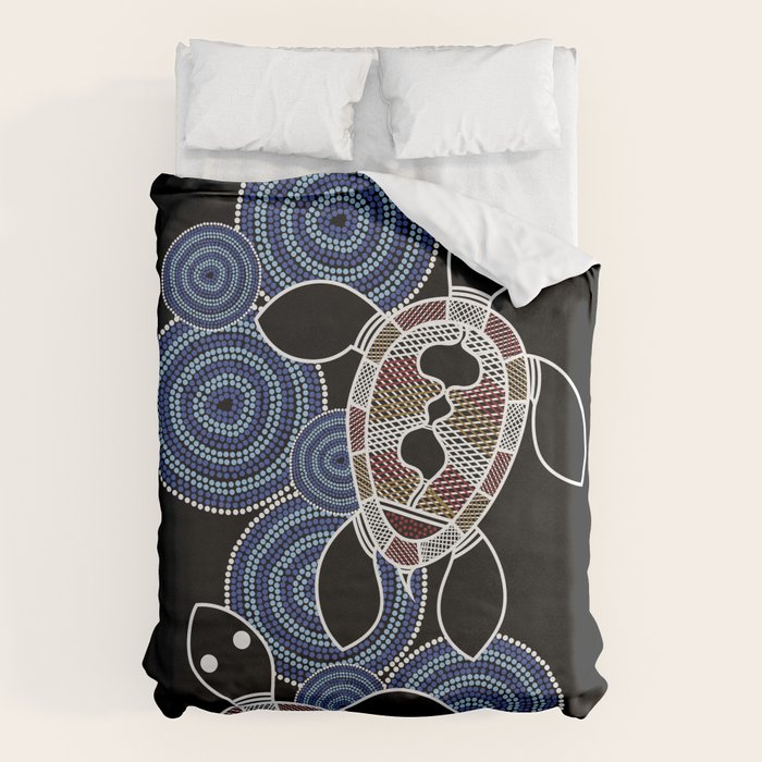 Authentic Aboriginal Art - Sea Turtles 2 Duvet Cover Gallery Image 6