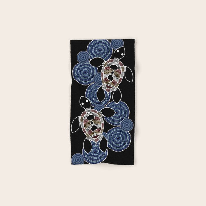 Authentic Aboriginal Art - Sea Turtles 2 Bath Towel Gallery Image 1